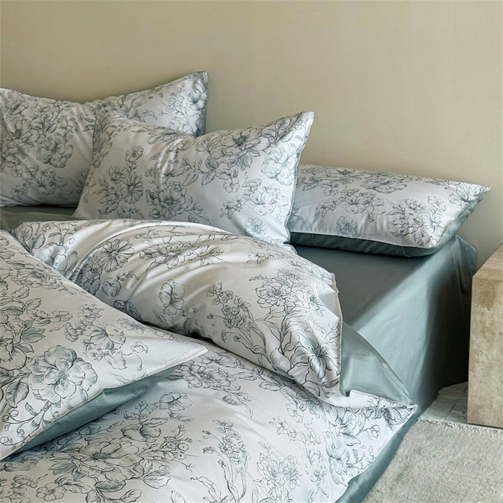 Bettwäsche-Set aus Langstapelbaumwolle, Blumenmuster