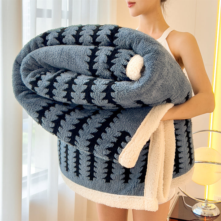 Milchfaser-Fleece Wohndecke, geometrisches Muster, verschiedene Größen