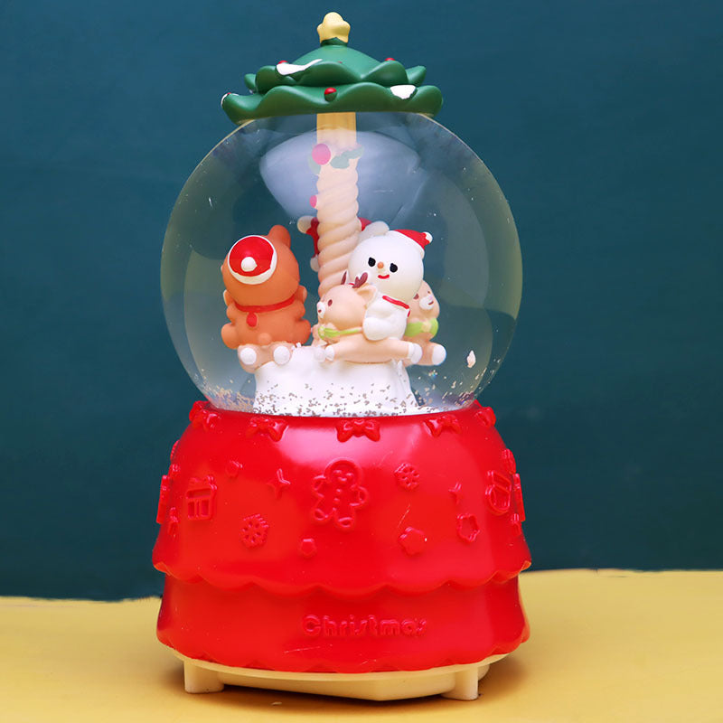 Weihnachtliche Schneekugel mit Musik und Licht