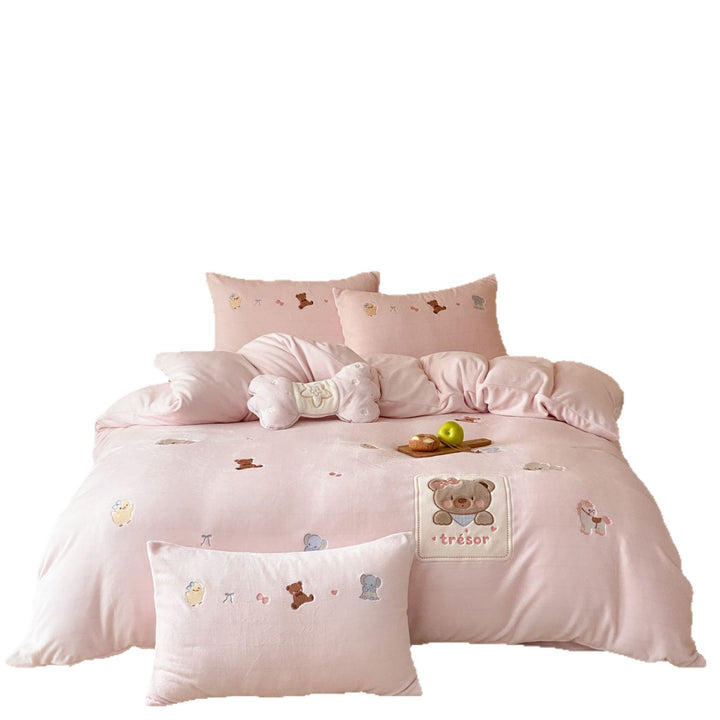 Milchfaser-Fleece Bettwäsche-Set, Cartoon-Design, antistatisch