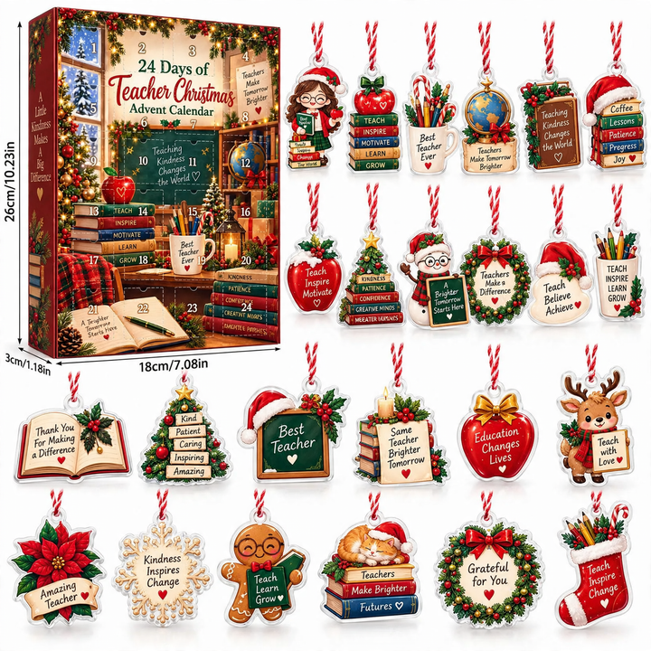 Weihnachts-Countdown-Geschenkbox mit 24 Acryl-Anhängern