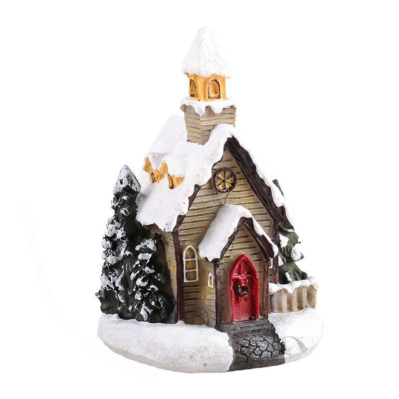 Beleuchtetes Weihnachtshaus aus Kunstharz