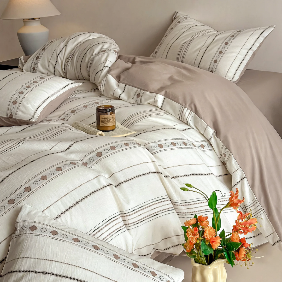 Baumwoll-Bettwäsche-Set, 4-teilig, Jacquard