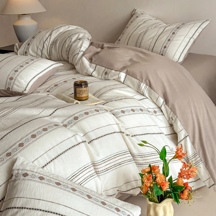Baumwoll-Bettwäsche-Set, 4-teilig, Jacquard