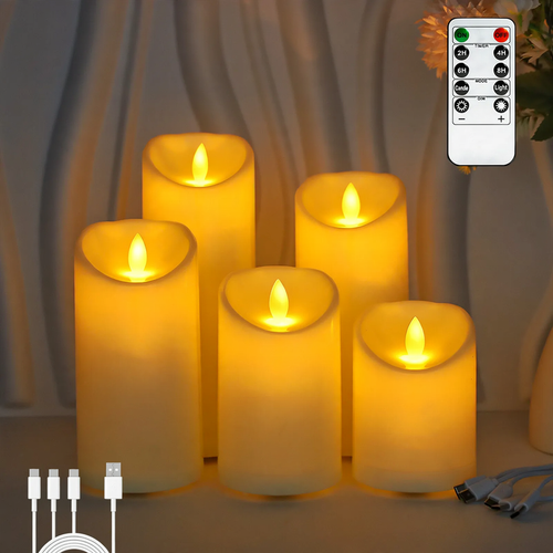 Wiederaufladbare LED-Echtwachs-Optik Kerze