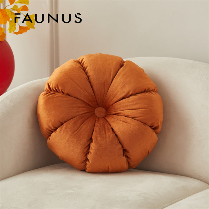 Rundes Flausch-Sitzkissen mit Faltendesign, 35×35 cm