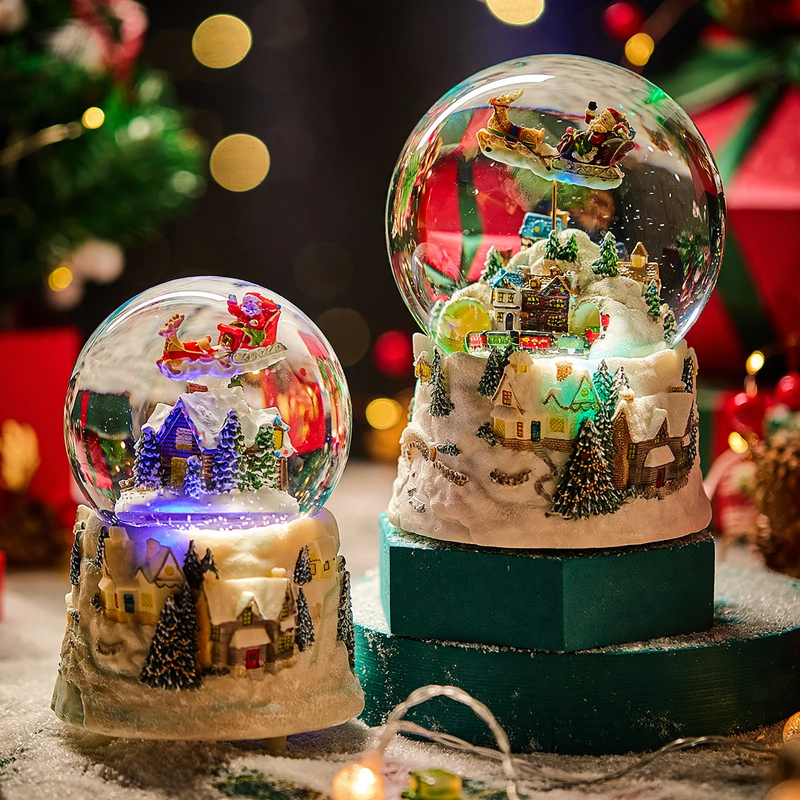 Weihnachtsmann-Glaskugel mit Musik und Licht