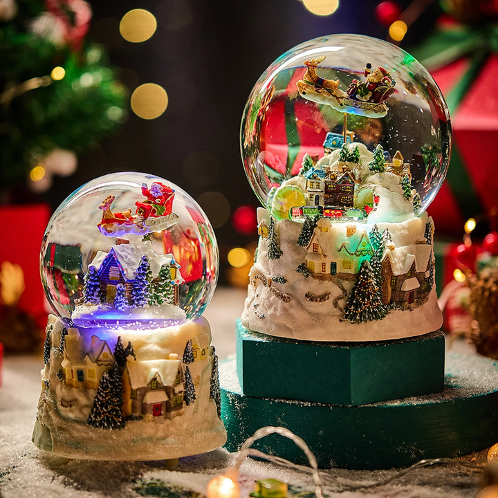 Weihnachtsmann-Glaskugel mit Musik und Licht