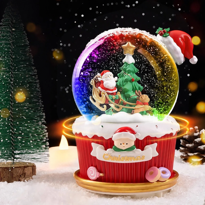 Weihnachtliche Schneekugel mit Licht und Musik