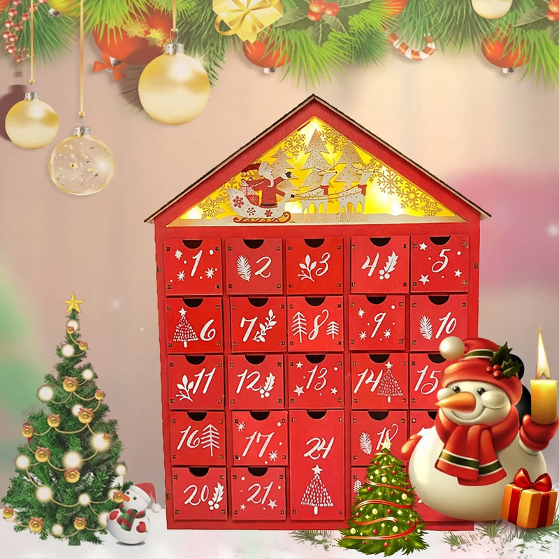 Weihnachts-Adventskalender aus Holz, 24 Fächer