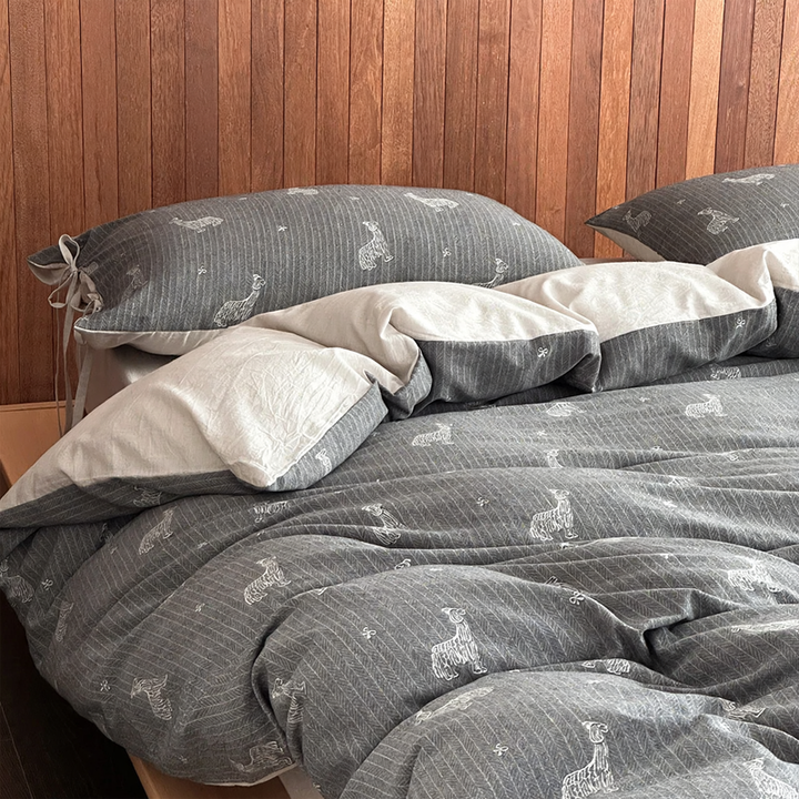 Baumwoll-Leinen-Bettwäsche-Set mit Cartoon-Muster