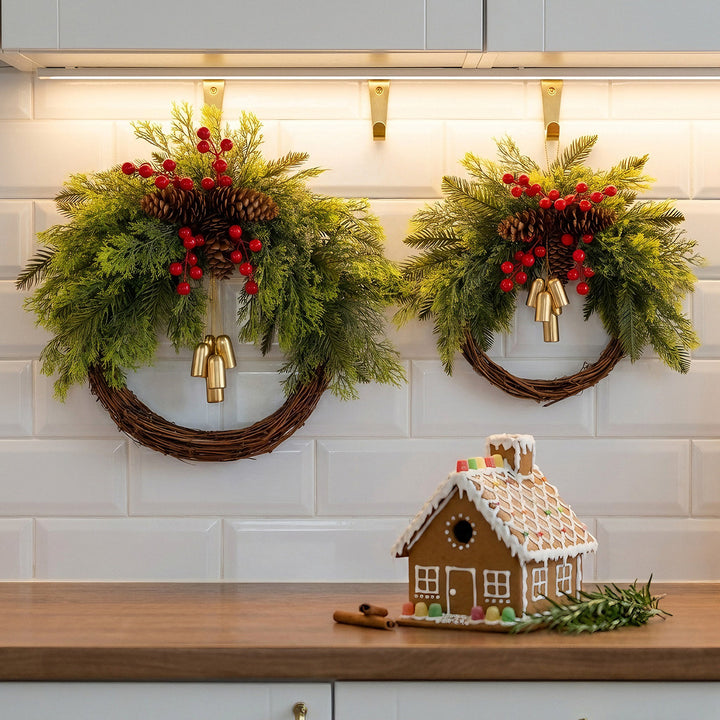Weihnachtskranz mit Glocken im Landhausstil