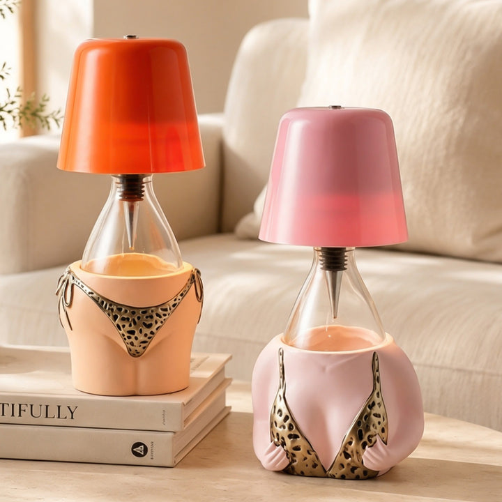 Tischlampe Flasche, Leopardenmuster, ABS