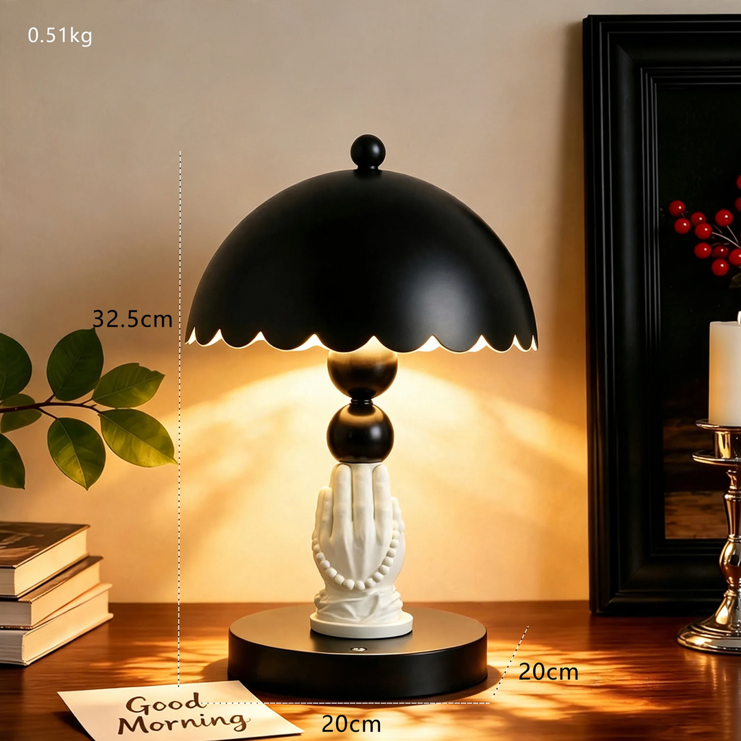 Tischleuchte mit Händen-Motiv, Vintage-Stil