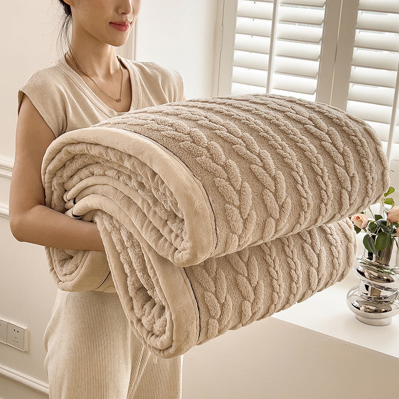 Milchfaser-Fleece Wohndecke mit Ähren-Muster, verschiedene Größen