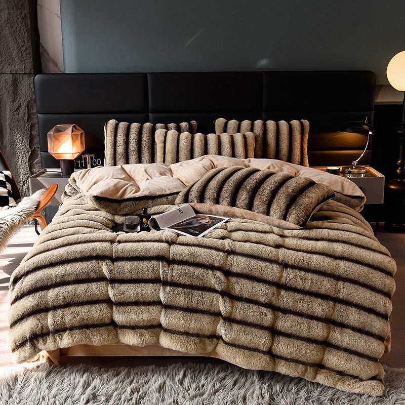 Milchfaser-Fleece Bettwäsche-Set, geometrisch, 4-teilig