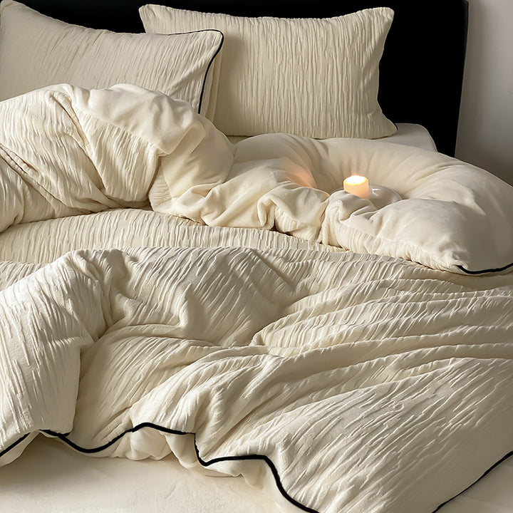 Milchfaser-Fleece Bettwäsche-Set, strukturiert