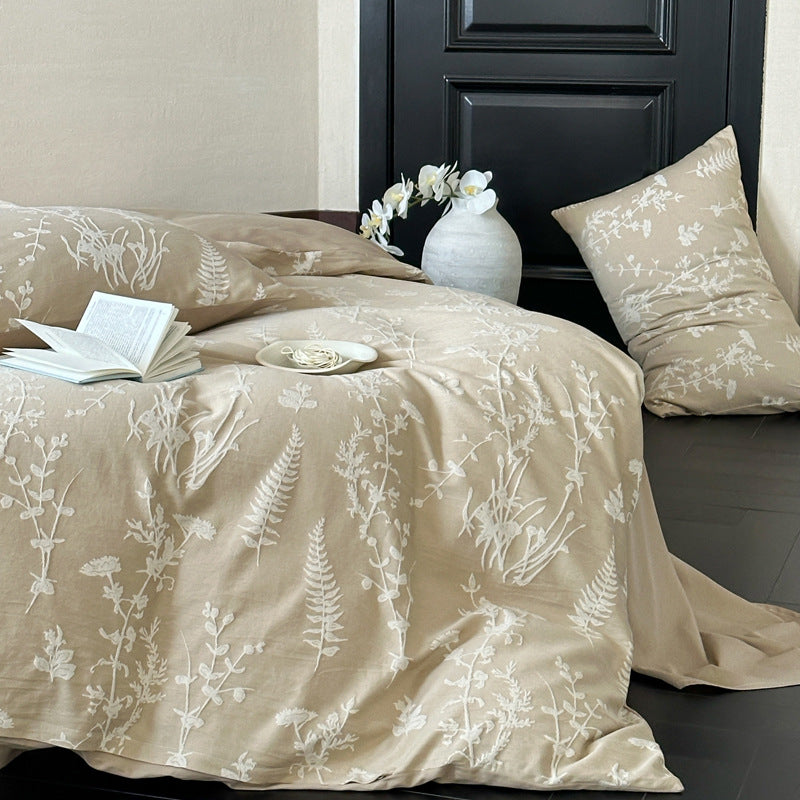 Baumwoll-Bettwäsche-Set, 4-teilig, Jacquard-Muster