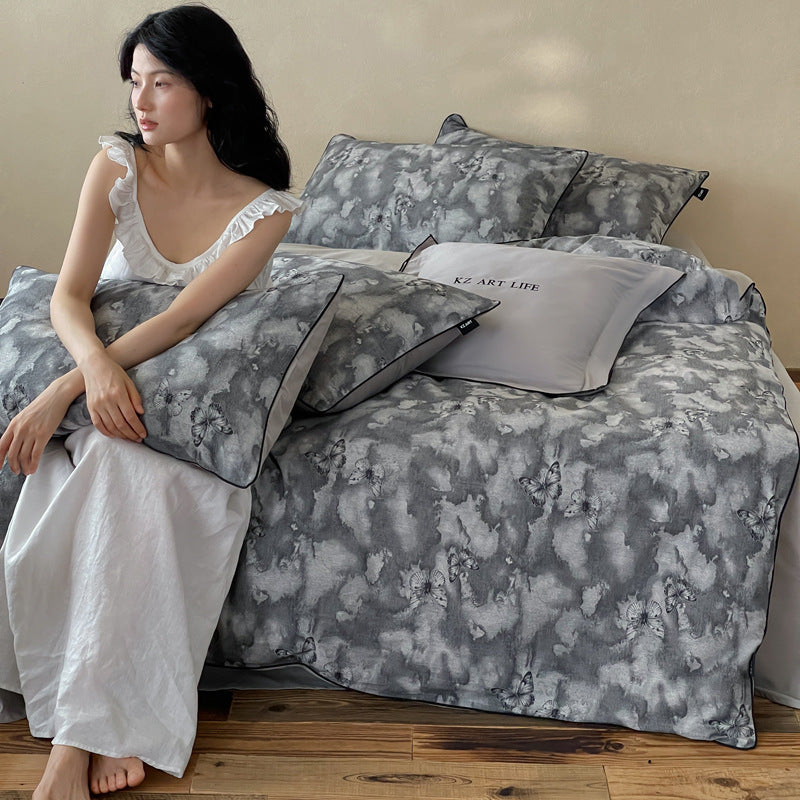 Baumwoll-Bettwäsche-Set, 4-teilig, mit Jacquard-Webung