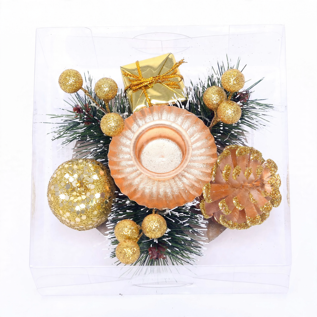 Weihnachtlicher Kerzenkranz mit Tannenzapfen 12 cm