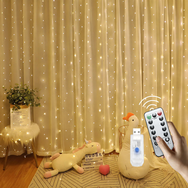 LED-Vorhang-Lichterkette mit Kupferdraht, USB