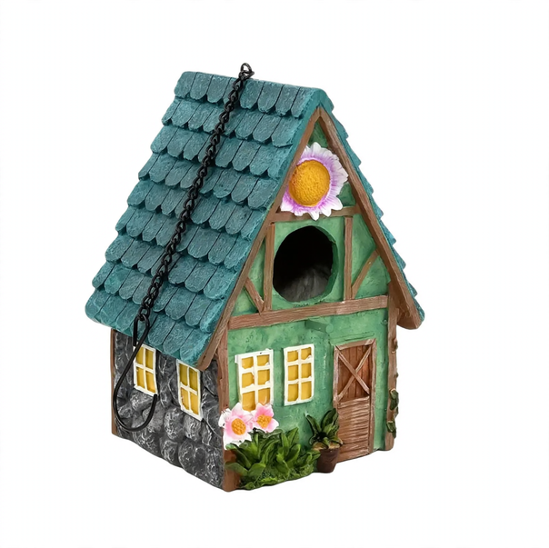 Dekoratives Vogelhaus aus Kunstharz