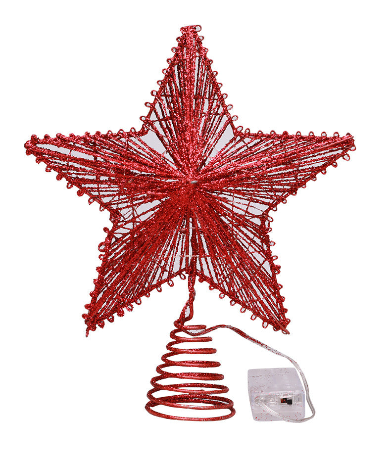 Weihnachtsbaum-Spitzenstern aus Eisen, mit Beleuchtung