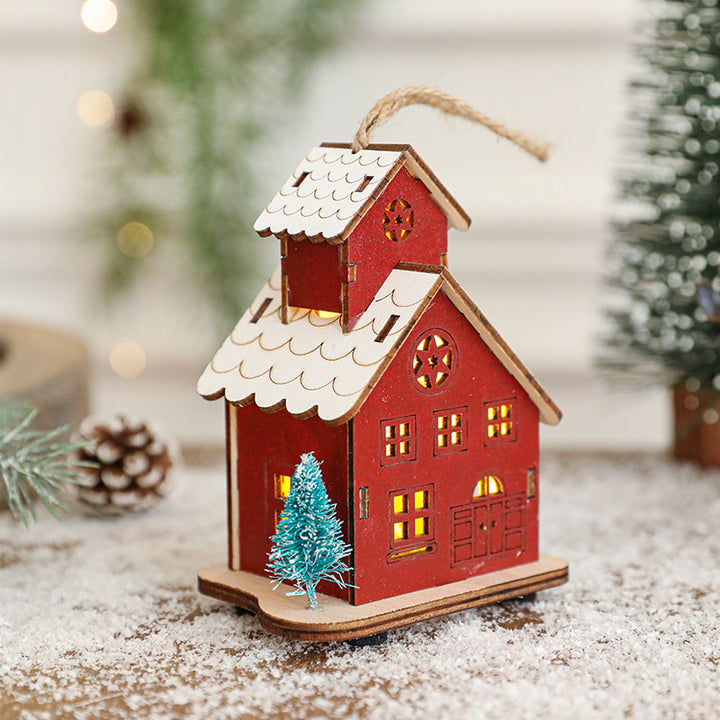 Beleuchtetes Holzhaus für Weihnachtsdekoration