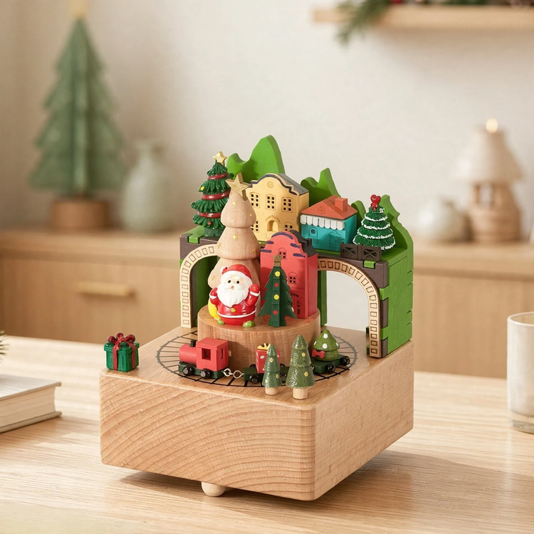 Dekorative Weihnachts-Spieluhr aus Holz