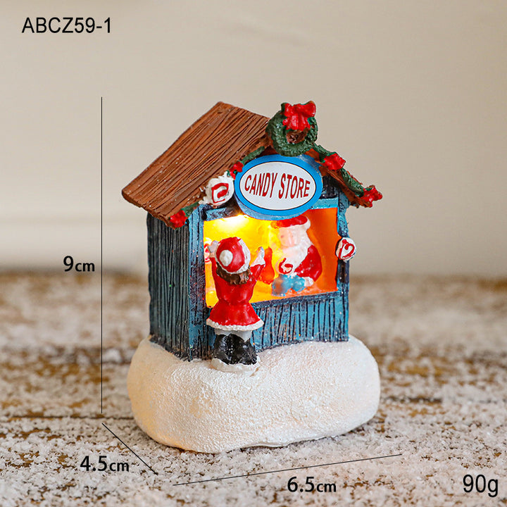 Beleuchtetes Weihnachtshaus aus Kunstharz