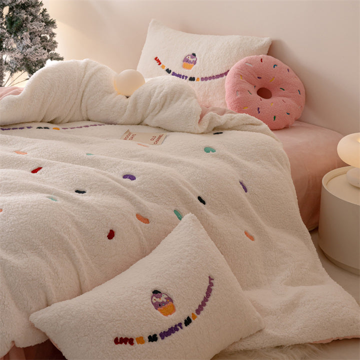 Milchfleece-Bettwäsche-Set, doppelseitig, winterwarm