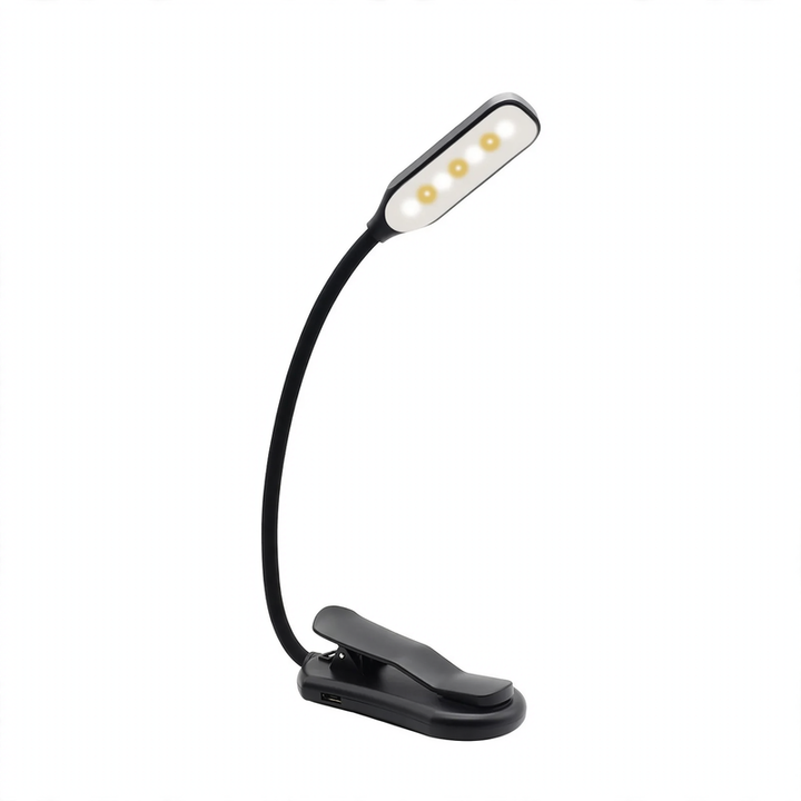 Kompakte LED-Leselampe mit Clip, dimmbar
