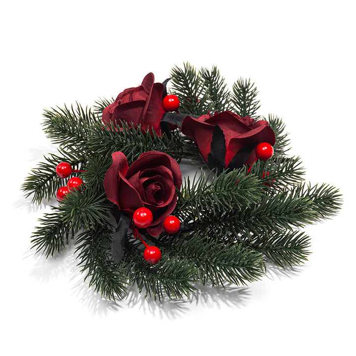 Weihnachtlicher Kerzenkranz mit Beeren-Dekor