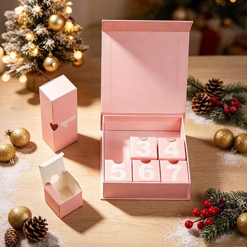 Weihnachts-Adventskalender Geschenkbox, 16,5x16,5x5cm
