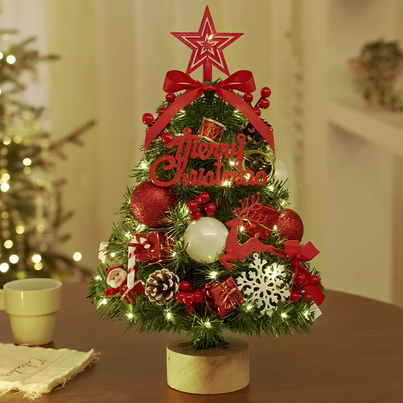Beflockter Mini-Weihnachtsbaum mit Holzsockel, 45-60 cm