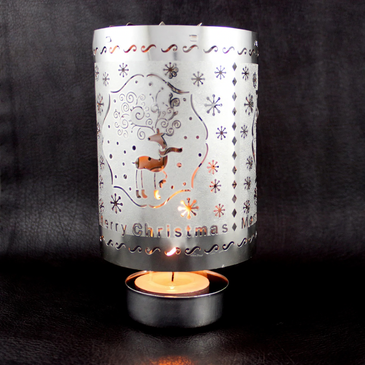 Rotierender Teelichthalter aus Messing, durchbrochenes Design