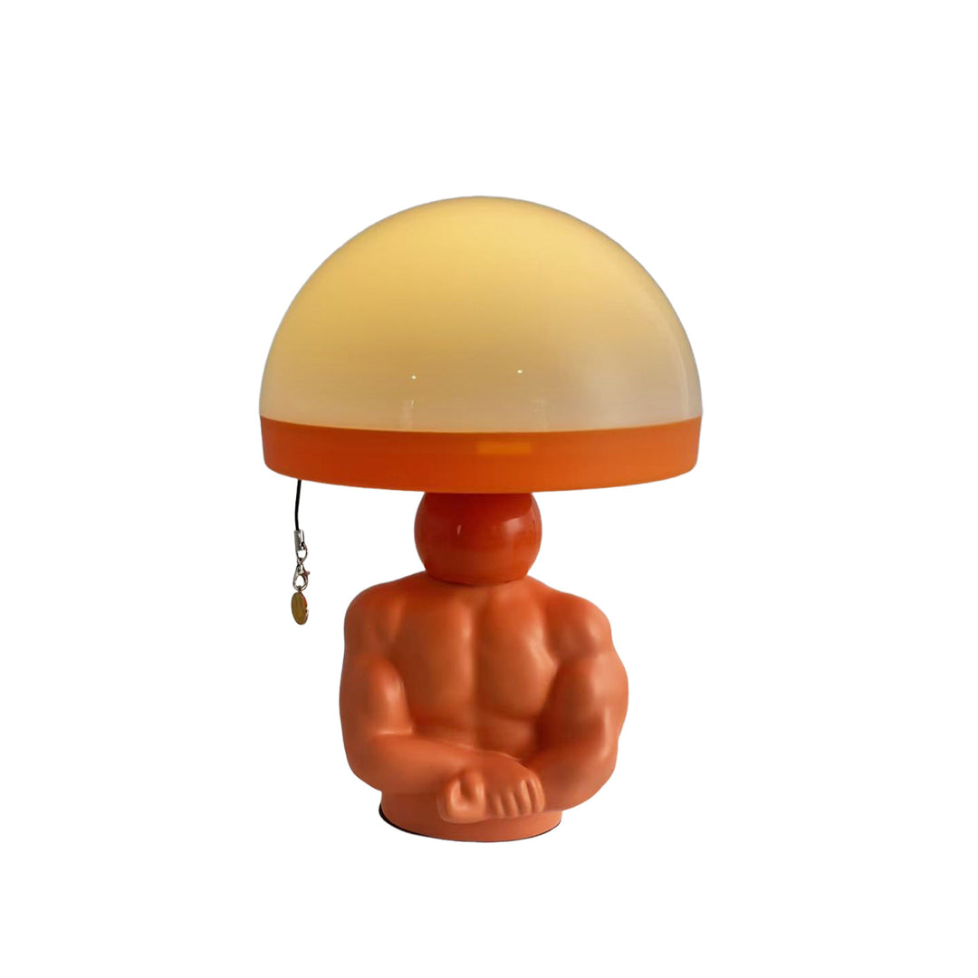 Pilz-Tischlampe mit Muskel-Figur