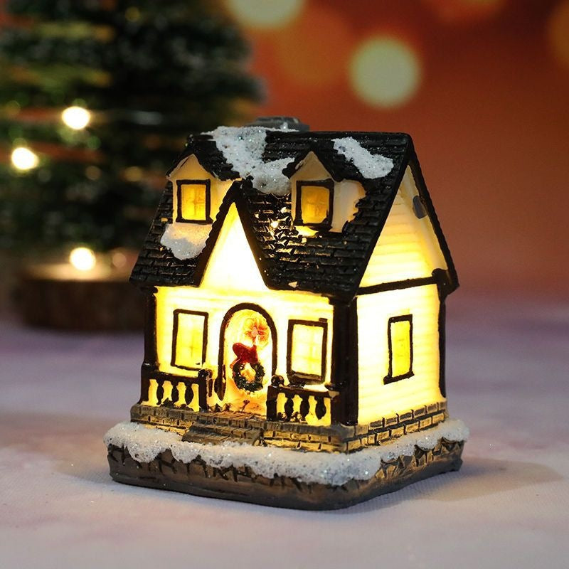 Beleuchtetes Weihnachtshaus aus Kunstharz