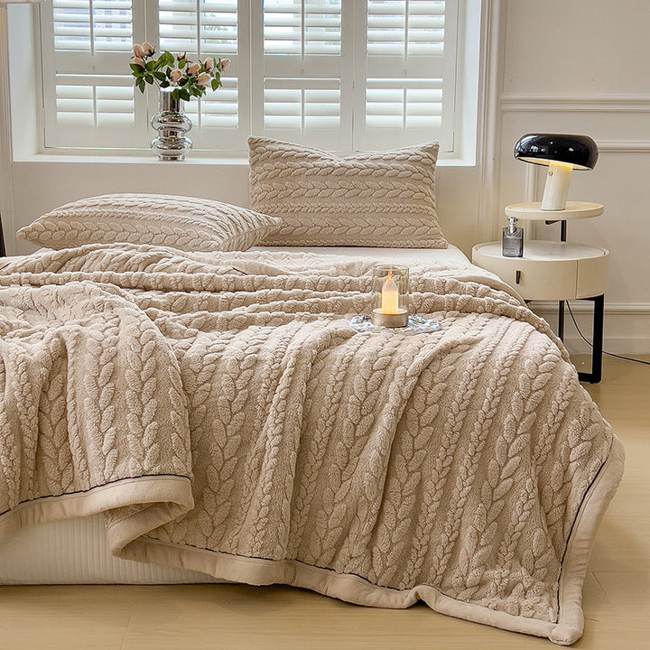Milchfaser-Fleece Wohndecke mit Ähren-Muster, verschiedene Größen