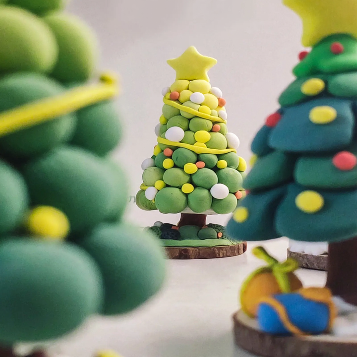 DIY-Weihnachtsbaum-Bastelset aus Modelliermasse