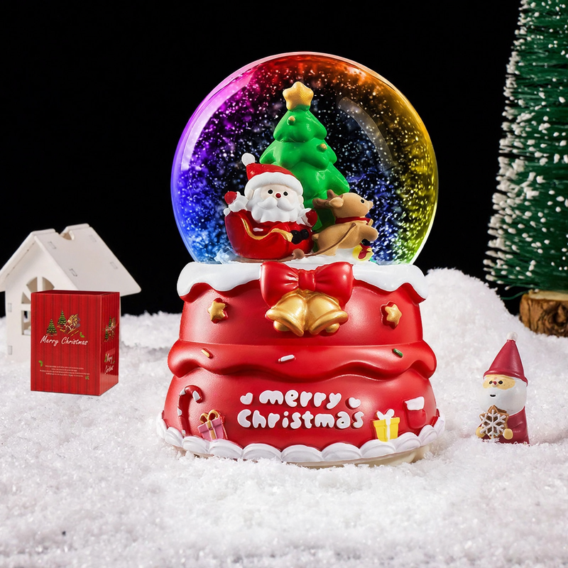 Weihnachtliche Schneekugel mit Spieluhr und Kutschen-Design