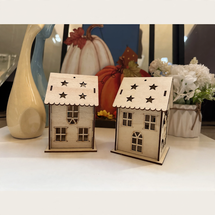 3D-Holz-Weihnachtshaus zum Zusammenbauen
