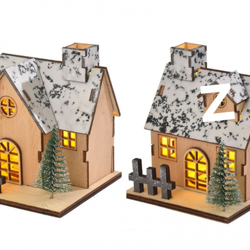 Beleuchtetes Holzhaus für die Weihnachtsdekoration
