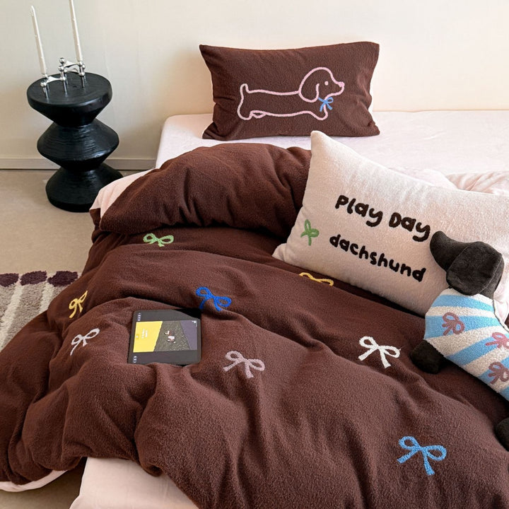 Milchfleece-Bettwäsche-Set, Cartoon-Design, Winter