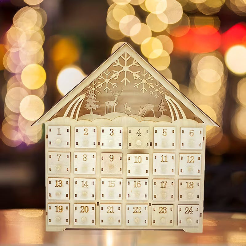 Weihnachts-Adventskalender aus Holz, 24 Fächer