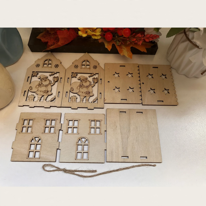 3D-Holz-Weihnachtshaus zum Zusammenbauen