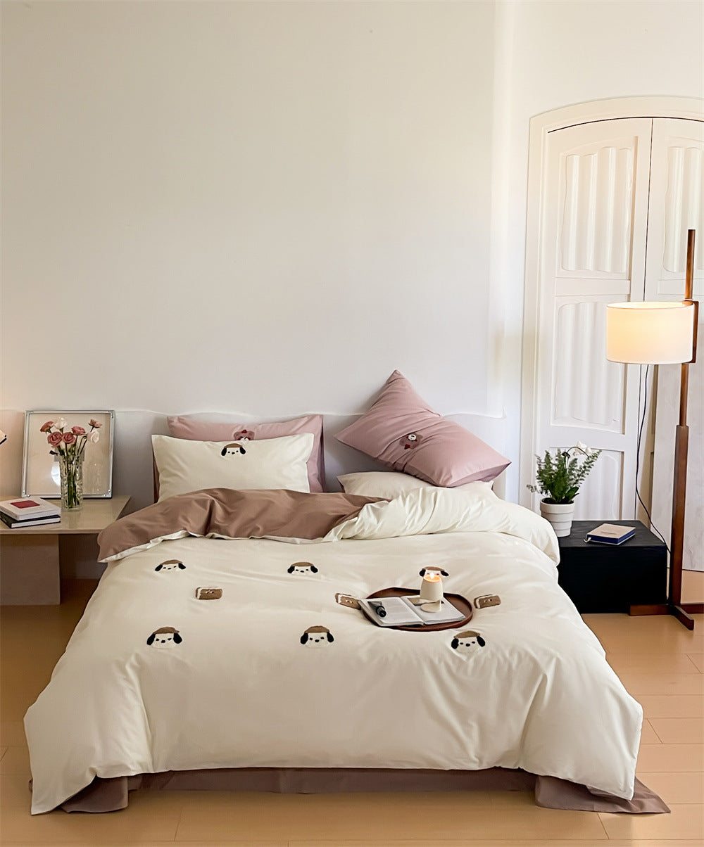 Verspieltes Baumwoll-Bettwäsche-Set mit Tiermotiven