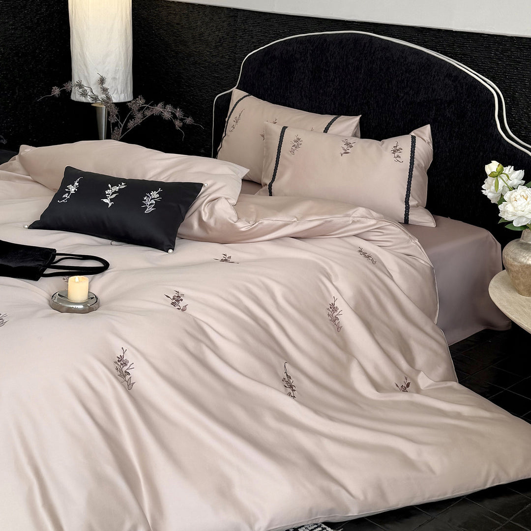 Baumwoll-Bettwäsche-Set, bestickt, Langstapel-Baumwolle