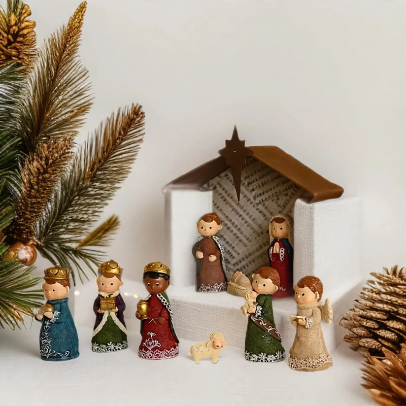 Weihnachtskrippen-Set aus Naturharz
