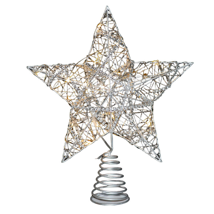 Weihnachtsbaum-Spitzenstern aus Eisen, beleuchtet